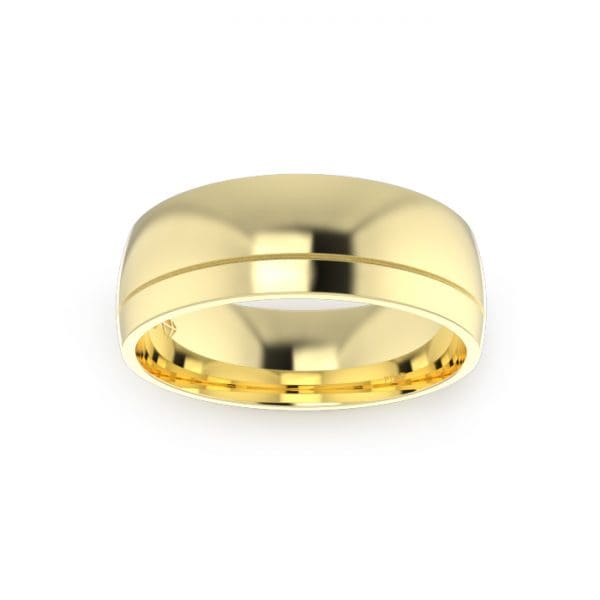 Gents-Wedding-Ring-Yellow-Gold-Single-Groove-7mm-Top