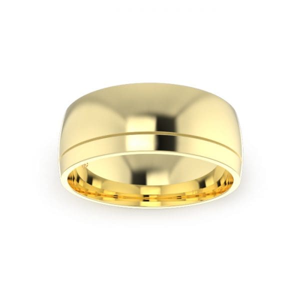 Gents-Wedding-Ring-Yellow-Gold-Single-Groove-8mm-Top