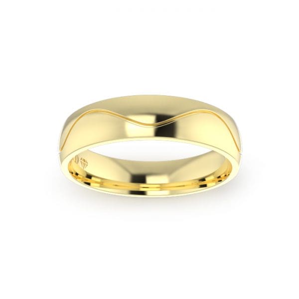 Gents-Wedding-Ring-Yellow-Gold-Wave-5mm-Top