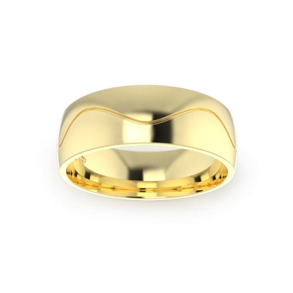 Gents-Wedding-Ring-Yellow-Gold-Wave-7mm-Top