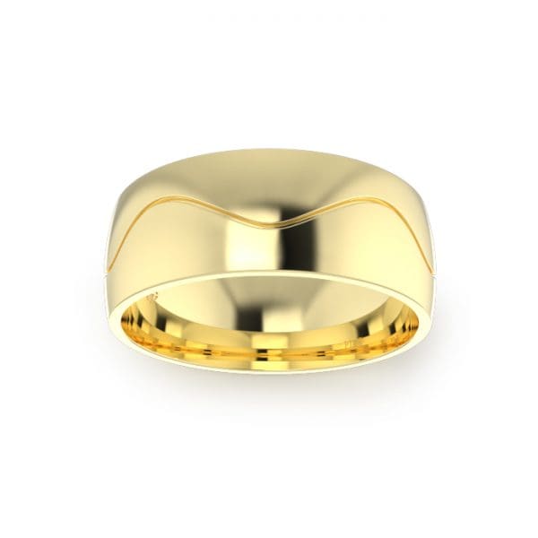 Gents-Wedding-Ring-Yellow-Gold-Wave-8mm-Top
