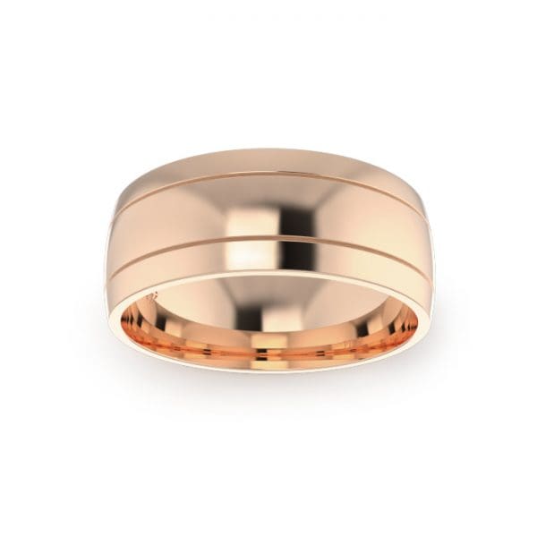 Gents-Wedding-ring-Rose-Gold-Double-Groove-8mm-Top