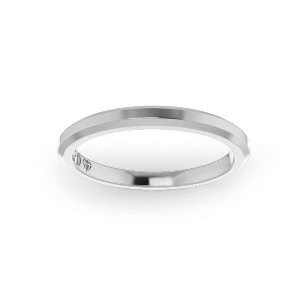 White Gold Ladies Bevelled Wedding Ring 2.5mm