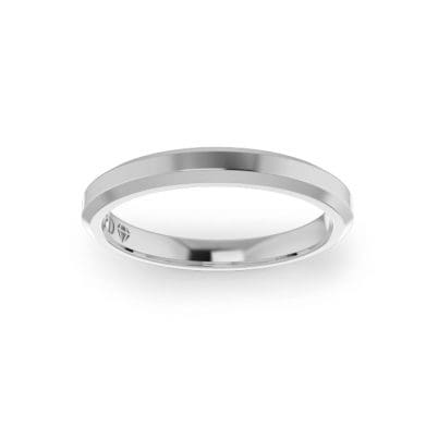 White Gold Ladies Bevelled Wedding Ring 3mm