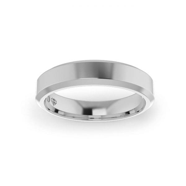 White Gold Ladies Bevelled Wedding Ring 4mm