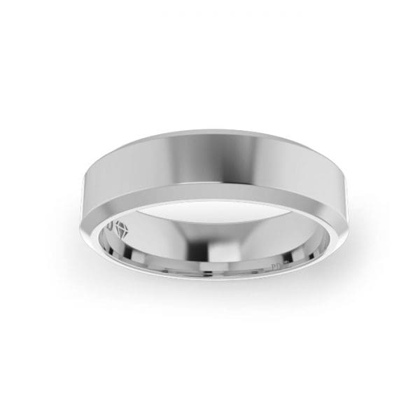 White Gold Ladies Bevelled Wedding Ring 5mm