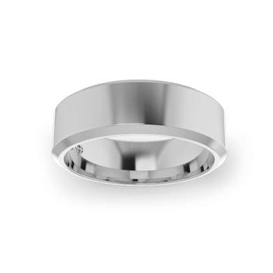 White Gold Ladies Bevelled Wedding Ring 6mm