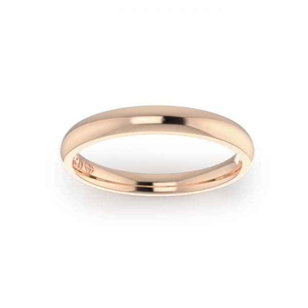 Ladies-Wedding-ring-Rose-Gold-Quarter Round-Top-2.50mm