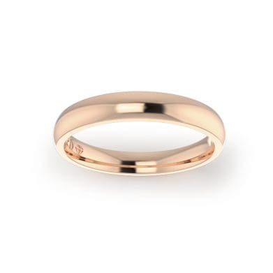Ladies-Wedding-ring-Rose-Gold-Quarter Round-Top-3.00mm