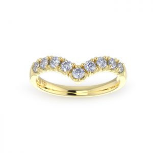 Video-Ladies-Wedding-Diamond-Ring-Pointed-YG-Scallop Pave-2.5mm
