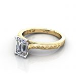 Emerald Engagement Ring, Yellow Gold, RS50, LF Emerald Engagement Ring, Yellow Gold, RS50, LF