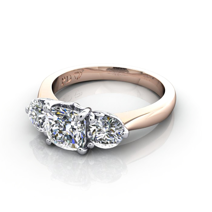 Engagement Ring RT3-Cush-RG-LF Engagement Ring RT3-Cush-RG-LF
