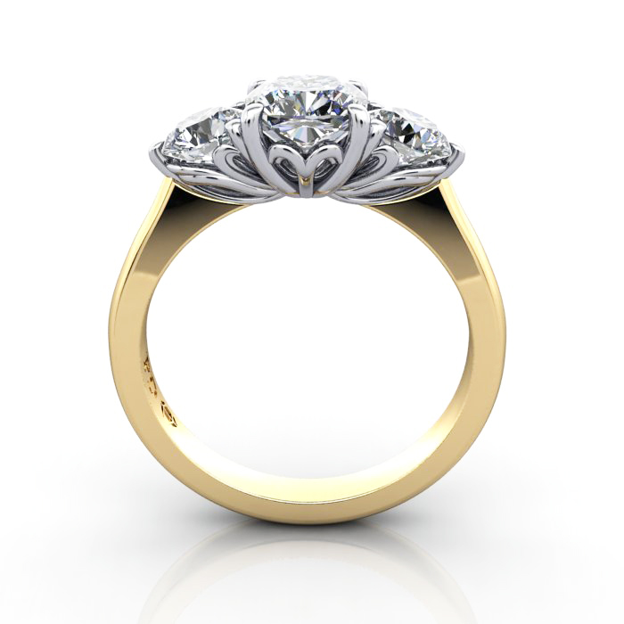 Engagement Ring RT3-Cush-YG-TF Engagement Ring RT3-Cush-YG-TF