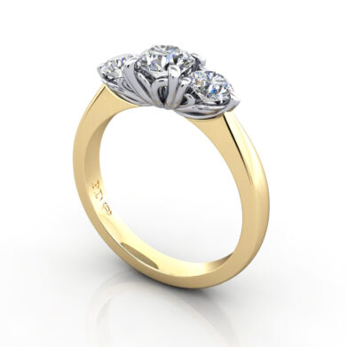 Engagement Ring RT3-Round-YG-3D
