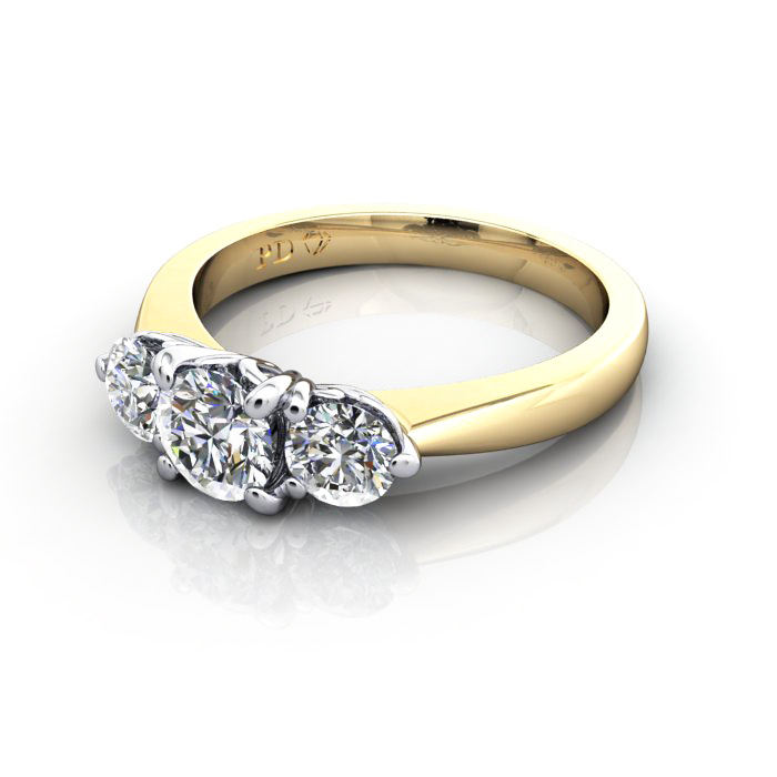 Engagement Ring RT3-Round-YG-LF