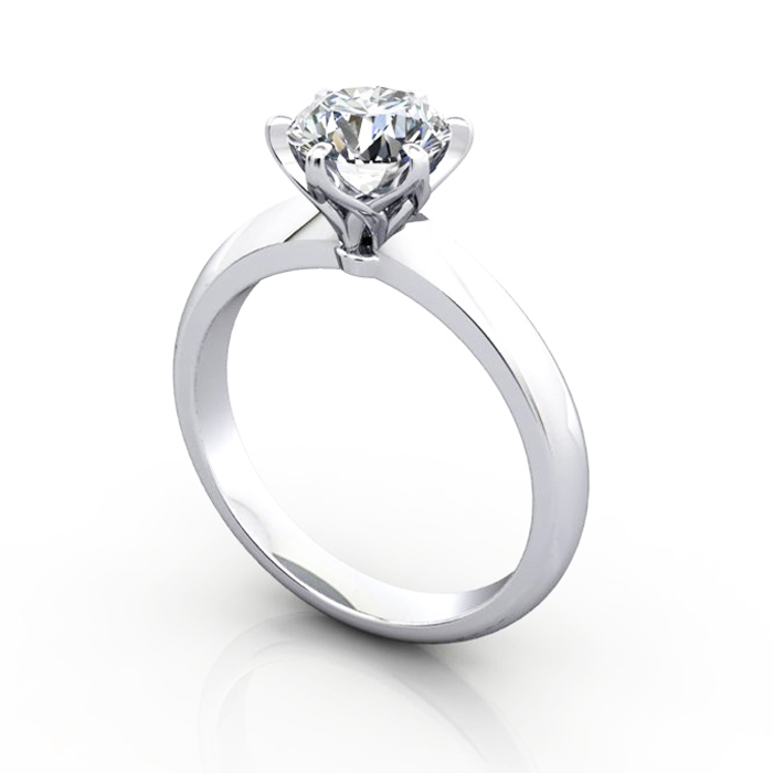 Engagement Ring, Round Brilliant, RS15, White Gold, 3D Engagement Ring, Round Brilliant, RS15, White Gold, 3D