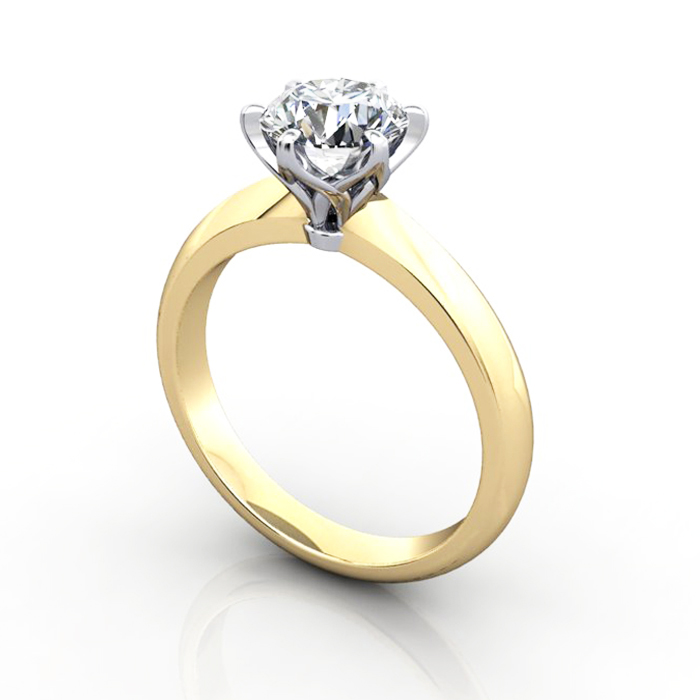 Engagement Ring, Round Brilliant, RS15, Yellow Gold, 3D Engagement Ring, Round Brilliant, RS15, Yellow Gold, 3D