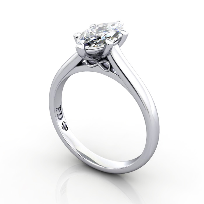 Marquise Engagement Ring, White Gold, RS34, 3D Marquise Engagement Ring, White Gold, RS34, 3D