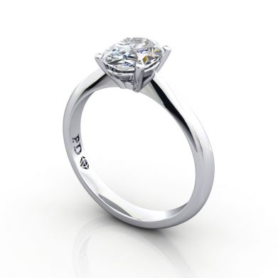 Oval Engagement Ring, White Gold, RS48, 3D