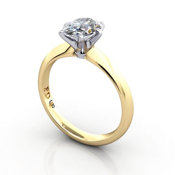 Oval Engagement Ring, Yellow Gold, RS49, 3D