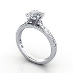 Pear Engagement Ring, White Gold, RS50, 3D Pear Engagement Ring, White Gold, RS50, 3D
