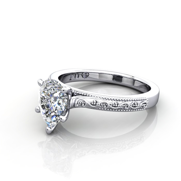 Pear Engagement Ring, White Gold, RS50, LF Pear Engagement Ring, White Gold, RS50, LF