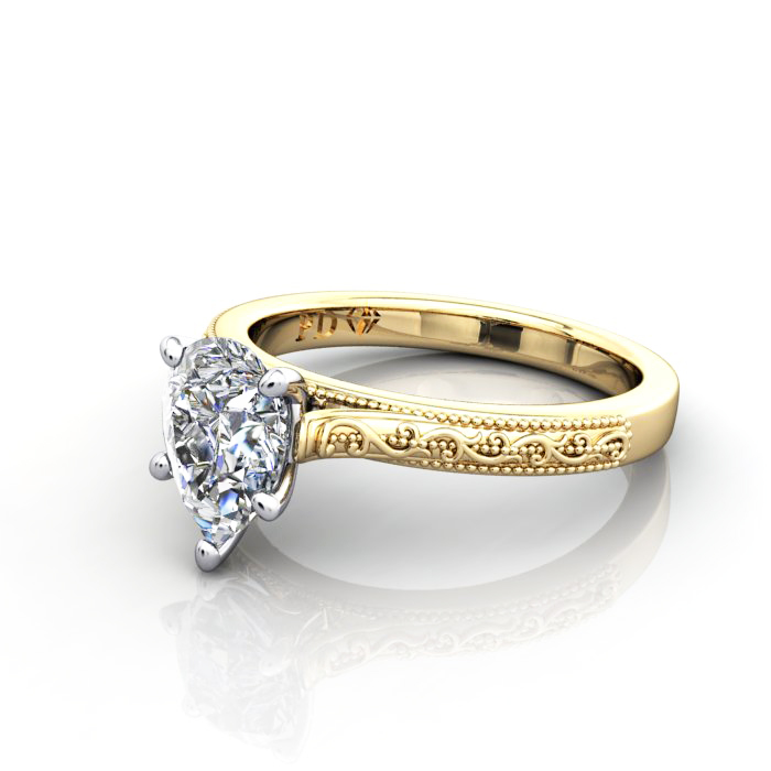 Pear Engagement Ring, Yellow Gold, RS50, LF