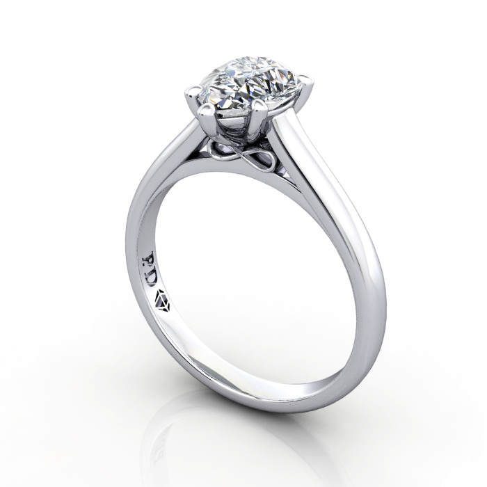 Pear Shape Engagement Ring, Platinum, RS34, 3D Pear Shape Engagement Ring, Platinum, RS34, 3D
