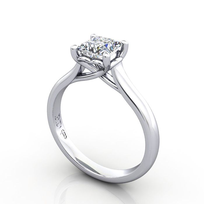 Princess Engagement Ring, Platinum, RS1, 3D Princess cut Diamond Ring, RS1 White