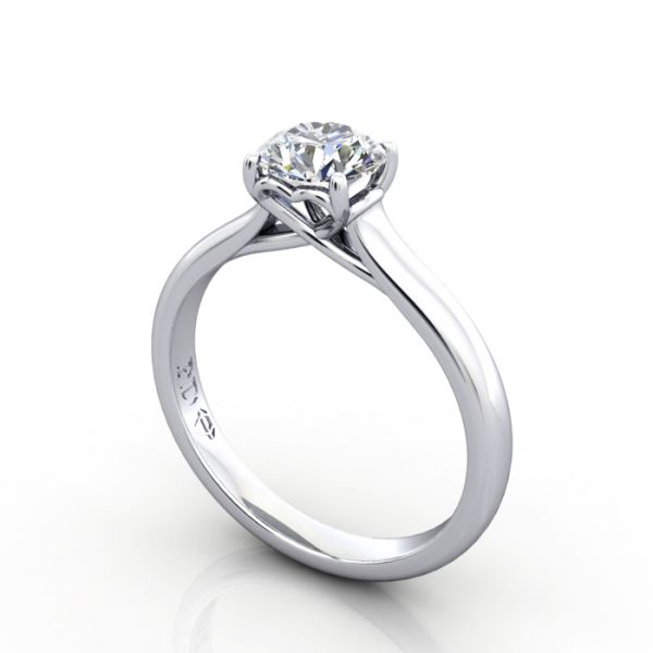 Round Engagement Ring, Platinum, RS1, 3D