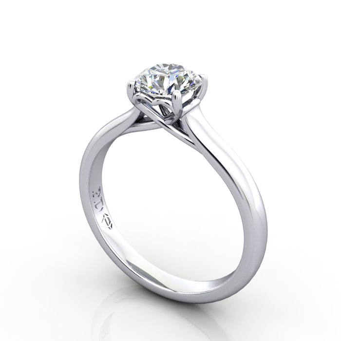 Round Engagement Ring, Platinum, RS1, 3D Round Engagement Ring, Platinum, RS1, 3D
