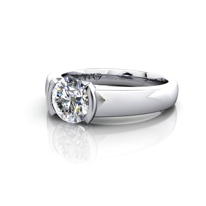 Round Engagement Ring, White Gold, RS39, LF Round Engagement Ring, White Gold, RS39, LF