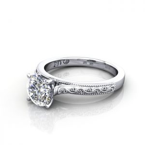 Round Engagement Ring, White Gold, RS50, LF