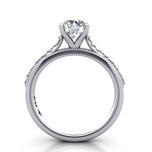 Round Engagement Ring, White Gold, RS50, TF