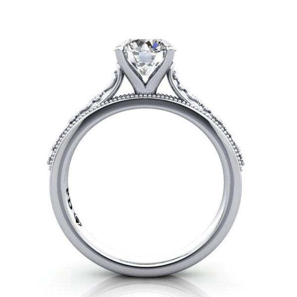 Round Engagement Ring, White Gold, RS50, TF