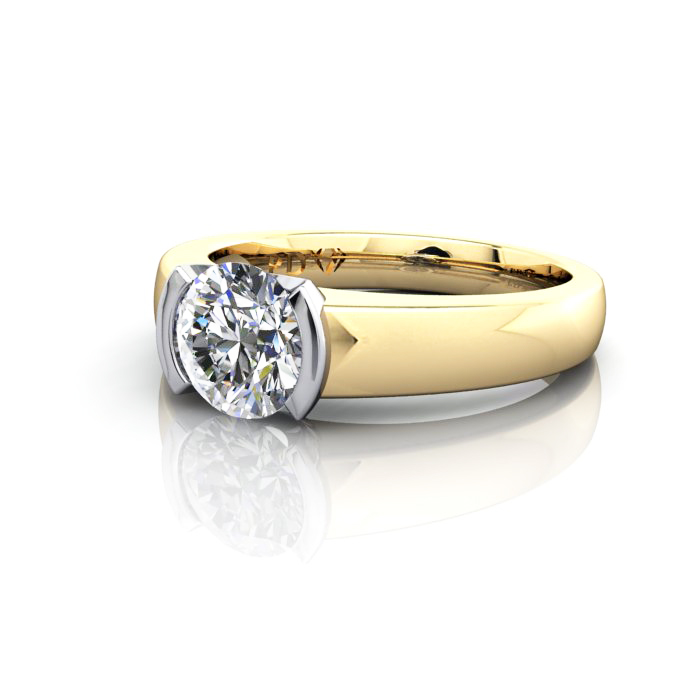 Round Engagement Ring, Yellow Gold, RS39, LF Round Engagement Ring, Yellow Gold, RS39, LF