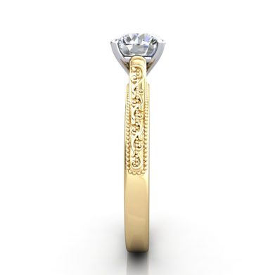 Round Engagement Ring, Yellow Gold, RS50, SV