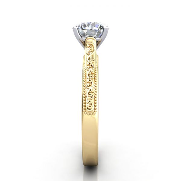 Round Engagement Ring, Yellow Gold, RS50, SV