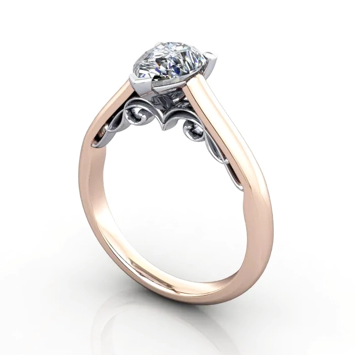 Solitaire-Diamond-Ring-RS35-Rose-Gold-Pear-Diamond-3D Solitaire-Diamond-Ring-RS35-Rose-Gold-Pear-Diamond-3D