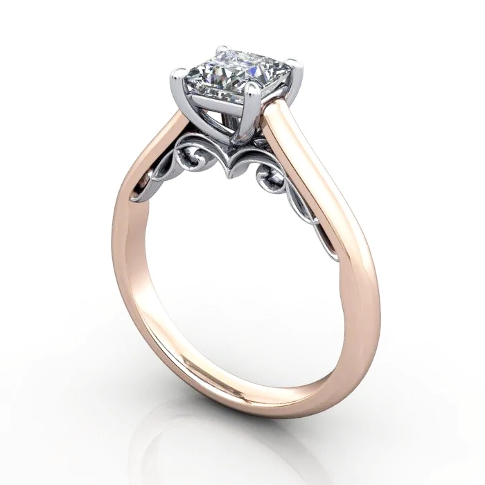 Solitaire-Diamond-Ring-RS35-Rose-Gold-Princess-Cut-3D Solitaire-Diamond-Ring-RS35-Rose-Gold-Princess-Cut-3D