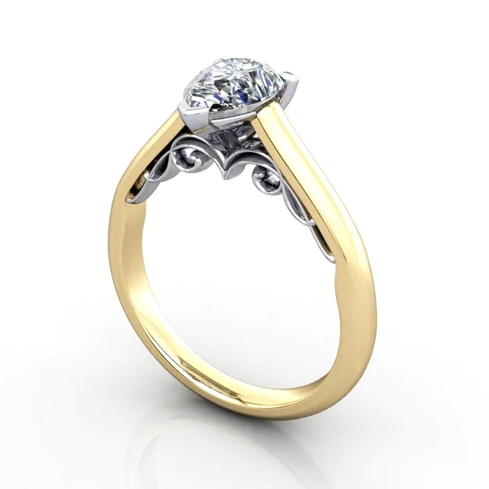 Solitaire-Diamond-Ring-RS35-Yellow-Gold-Pear-Diamond-3D Solitaire-Diamond-Ring-RS35-Yellow-Gold-Pear-Diamond-3D