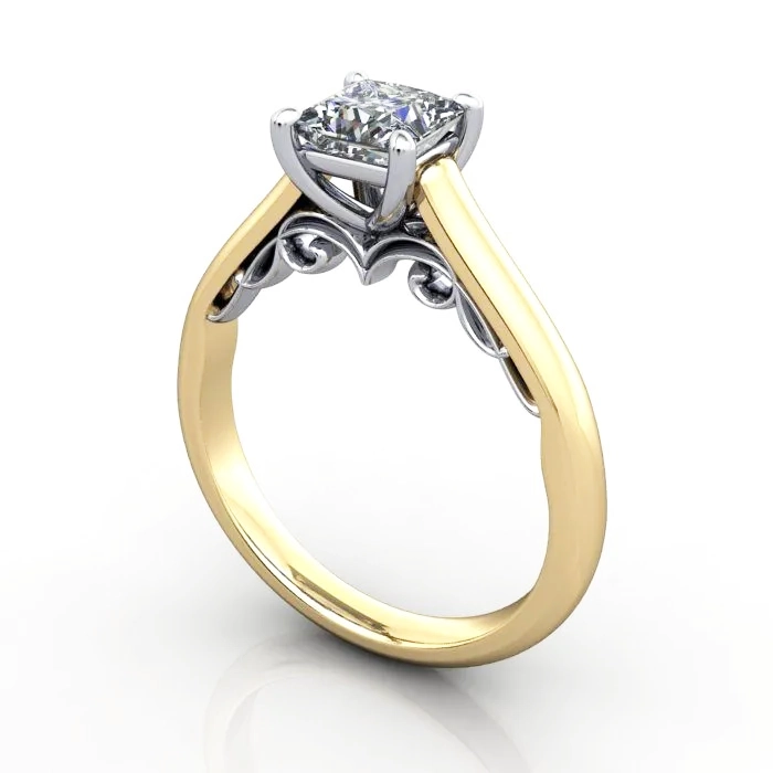 Solitaire-Diamond-Ring-RS35-Yellow-Gold-Princess-Cut-3D Solitaire-Diamond-Ring-RS35-Yellow-Gold-Princess-Cut-3D