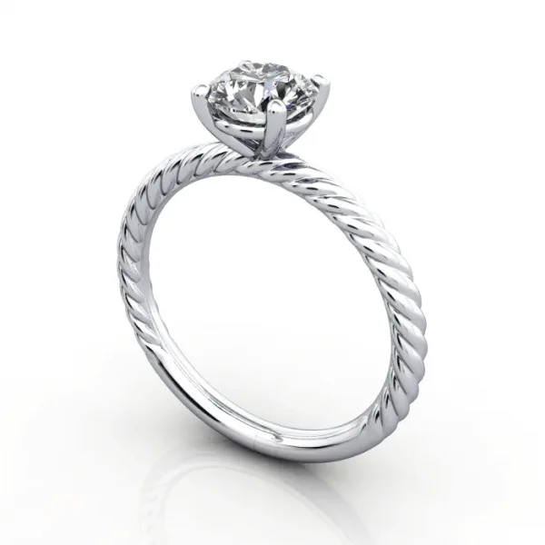 Diamond Engagement Ring, RS38, Platinum, Round, 3D