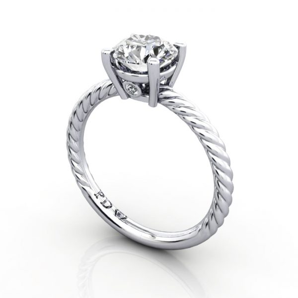 Solitaire Diamond Ring, RS47, Platinum, 3D