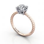 Solitaire Diamond Ring, RS47, Rose Gold, 3D Solitaire Diamond Ring, RS47, Rose Gold, 3D