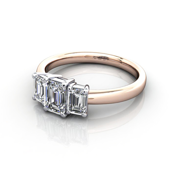 Trilogy-Diamond-Ring-RT4-Emerald-Cut-Diamond-Rose-LF Trilogy-Diamond-Ring-RT4-Emerald-Cut-Diamond-Rose-LF