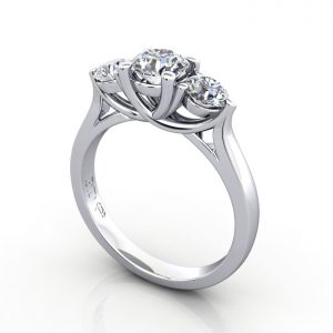 Trilogy Engagement Ring, Platinum, RT1, 3D