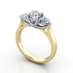 Trilogy Engagement Ring, Yellow Gold, RT1, 3D