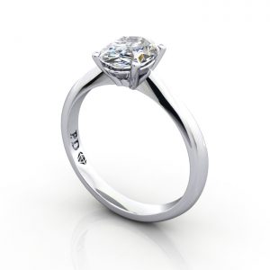 Video-Oval Engagement Ring, White Gold, RS48, 3D