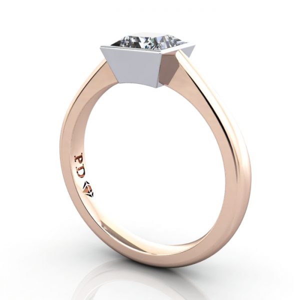 Video-Princess Engagement Ring, Rose Gold, RS10, 3D